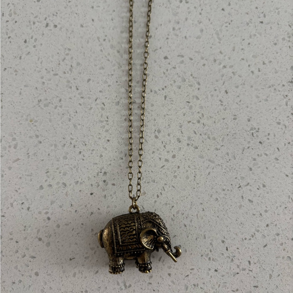 Long Chain Gold Elephant Necklace